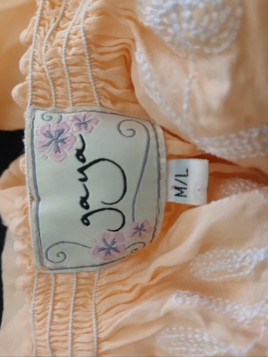 NWOT/ GAYA peach embroidered semi-sheer mini dress - Picture 2 of 9